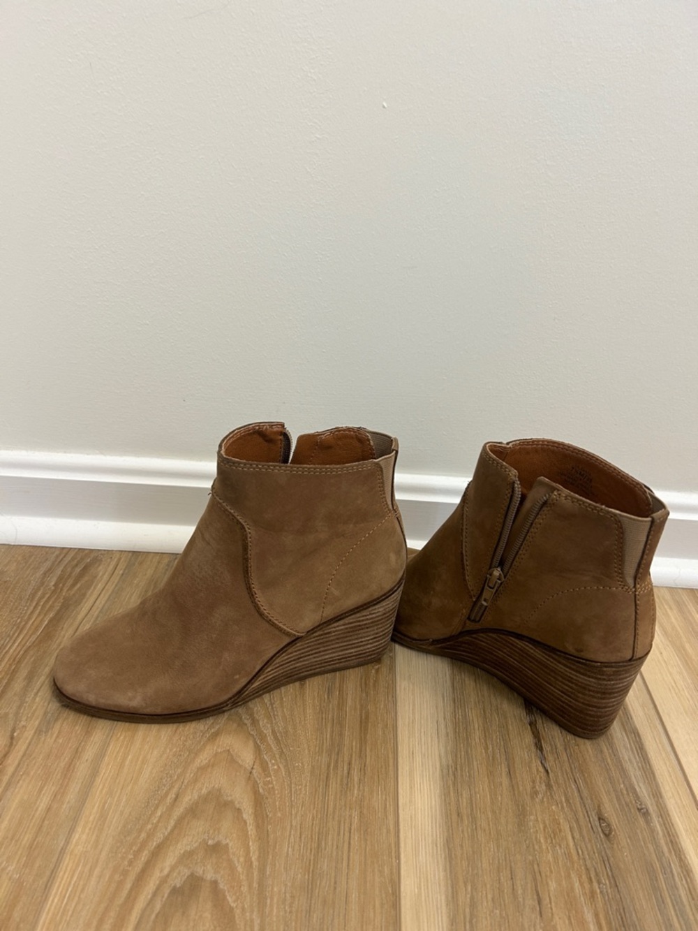 Lucky Brand Brown Suede Wedge Ankle Booties